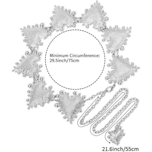 Vintage Western Belt for Women Heart Cowgirl Style Metal Waist Chain, Adjustable - Picture 5 of 8